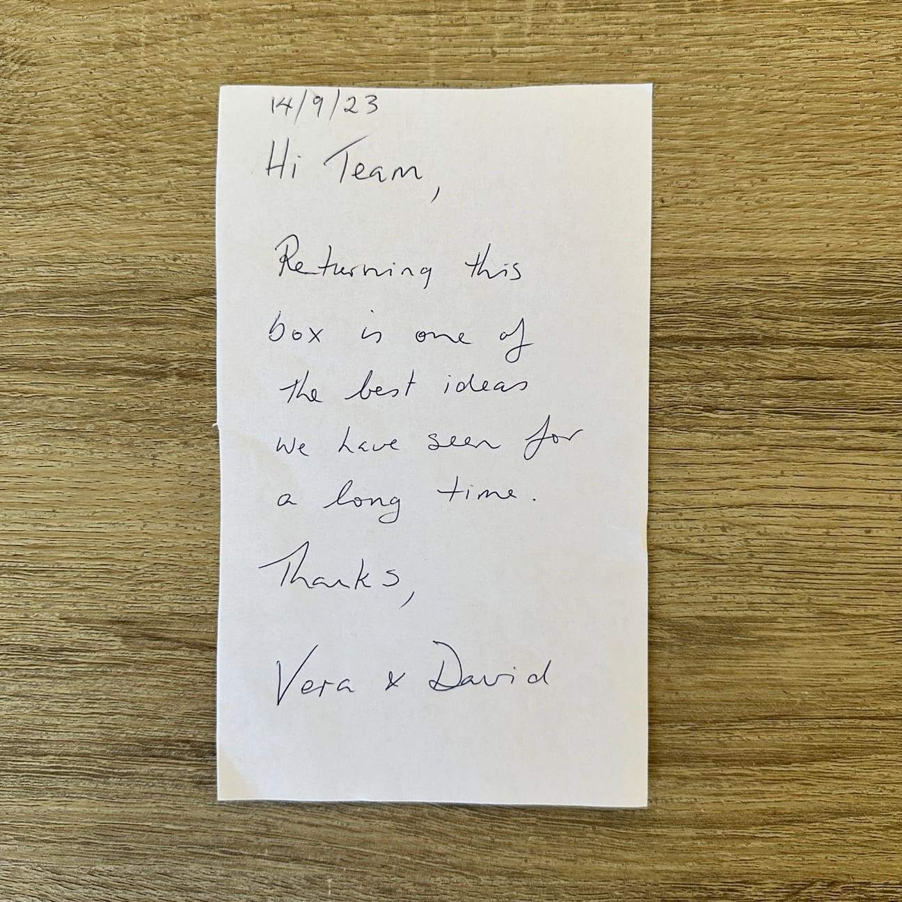 Return note