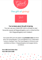 The Good Registry Gift Card Example